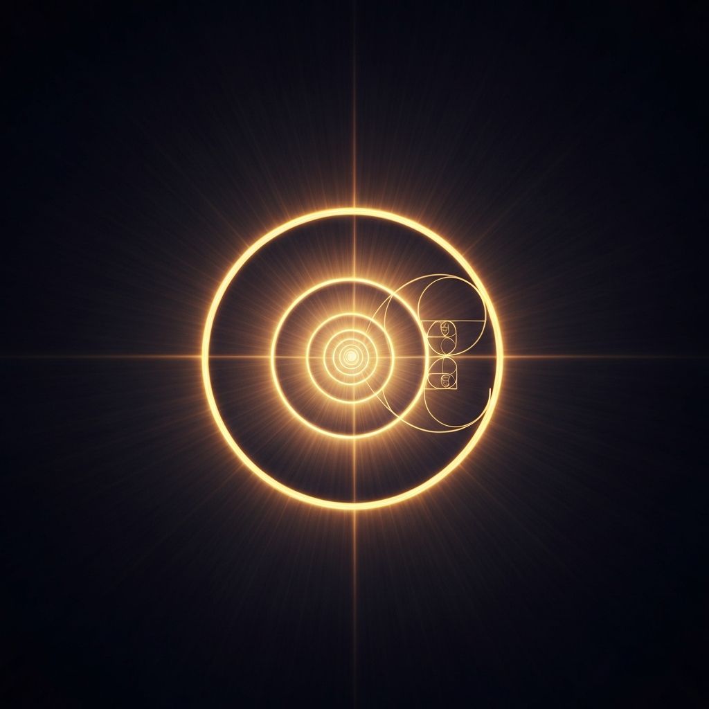 Sacred geometry with divine light emanating from center